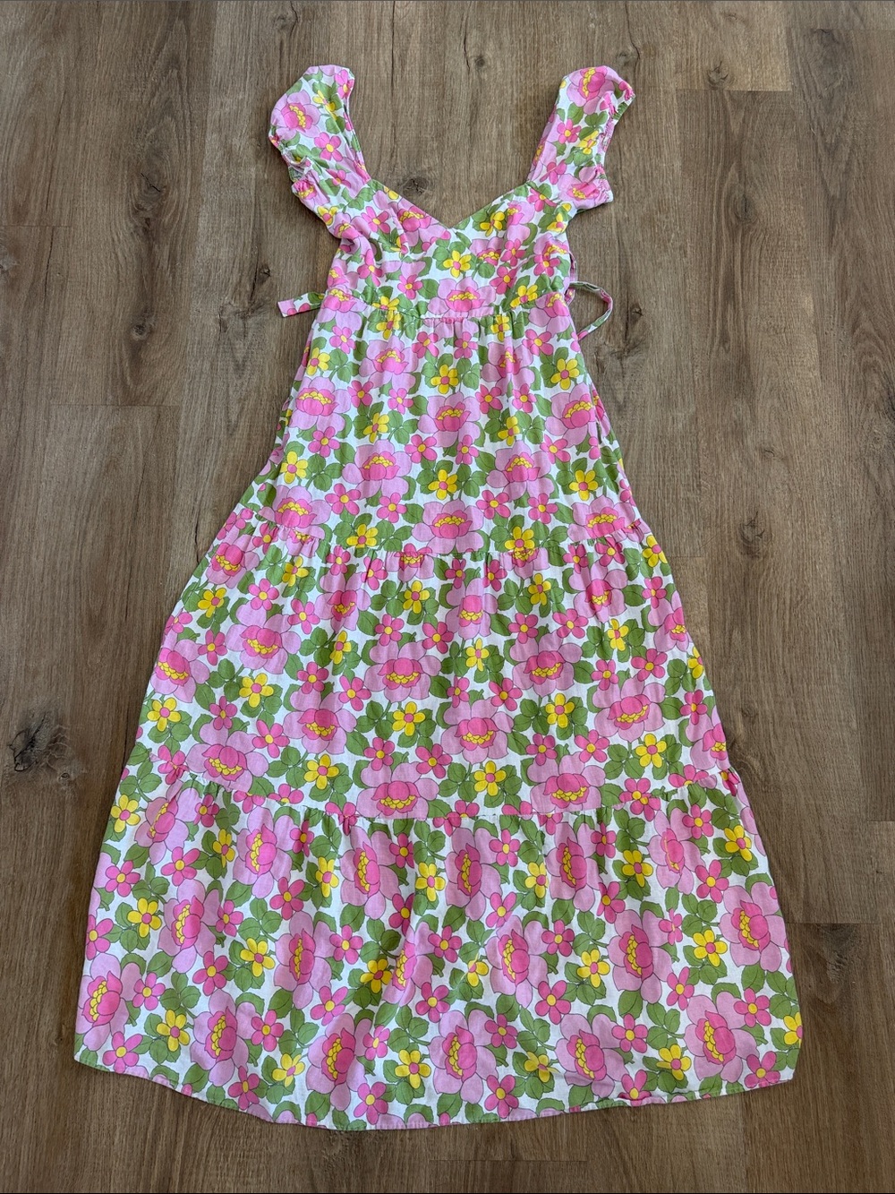 Show Me Your MuMu Pink and Green Floral Puff-Sleeve Cathy Maxi Dress - Picture 6 of 16